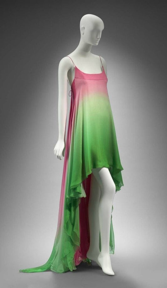 Pink Green Spaghetti Dress